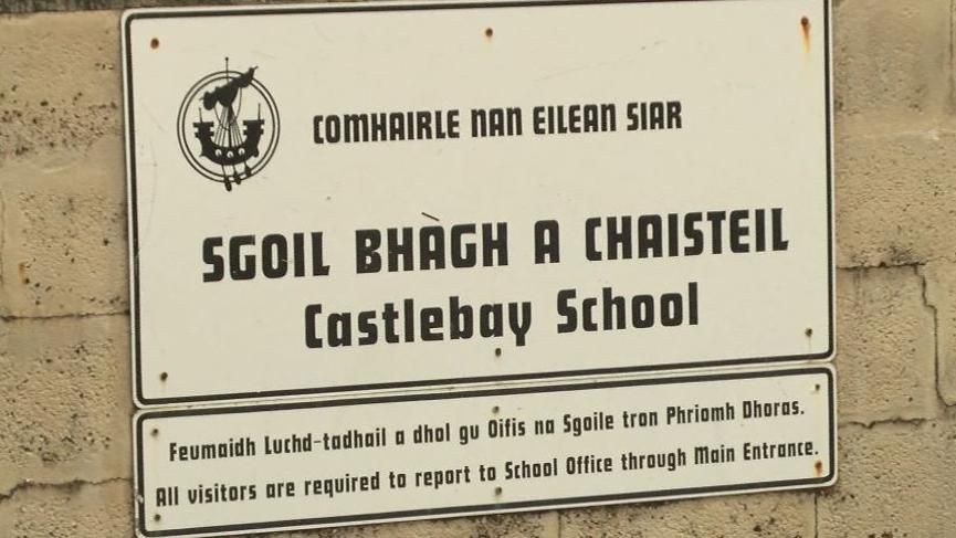 Castlebay Community School sign