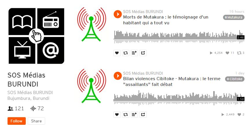SOS Medias Burundi has been using social media including the audio sharing site SoundCloud to distribute news and information