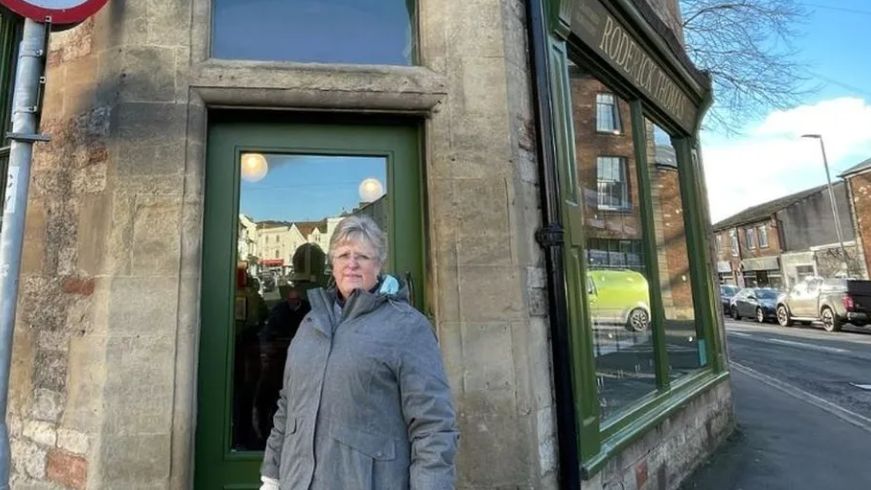 Gail Ward outside her former post office in Wells