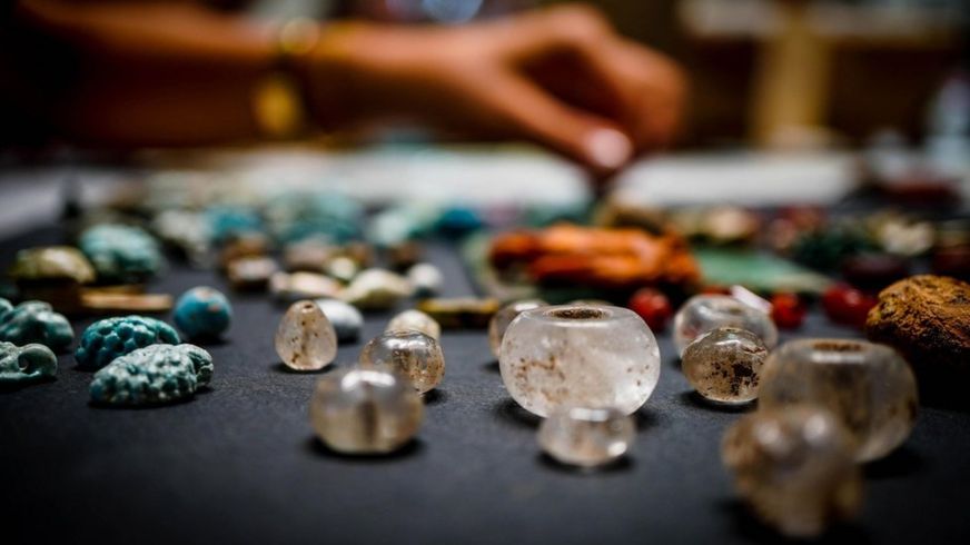 Artefacts thought to be part of a sorcerer's treasure trove on display in Pompeii (12 August)