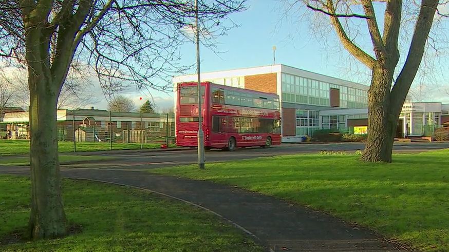 Bus outside affected school in North Tyneside