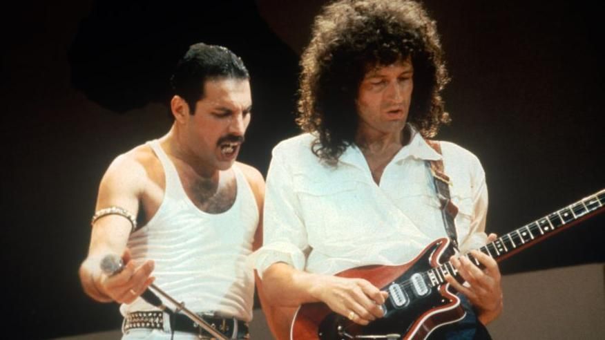 Queen perform at the Live Aid concert in 1985 at London's Wembley Stadium