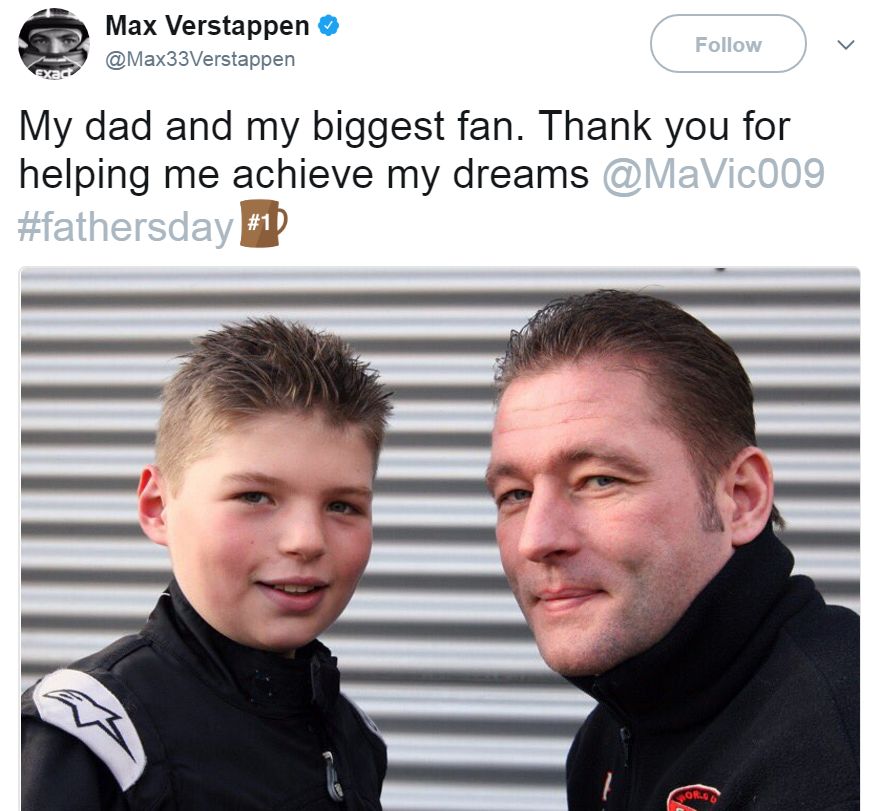 Max Verstappen tweets photo of himself with dad as child
