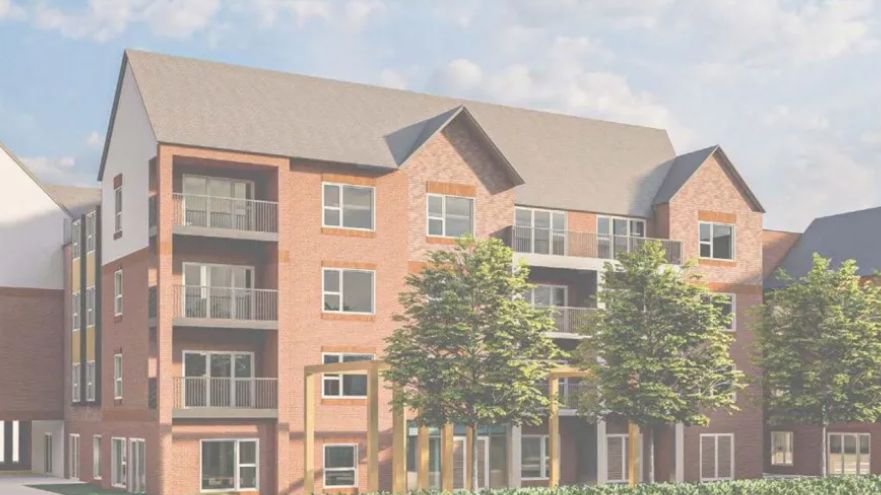 Artist's impression of the care home, which would be four-storeys high, finished in red brick and with six windows across each floor