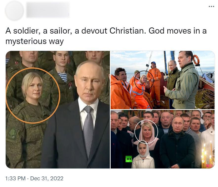 People on social media have claims the same woman appears in three different events with President Putin