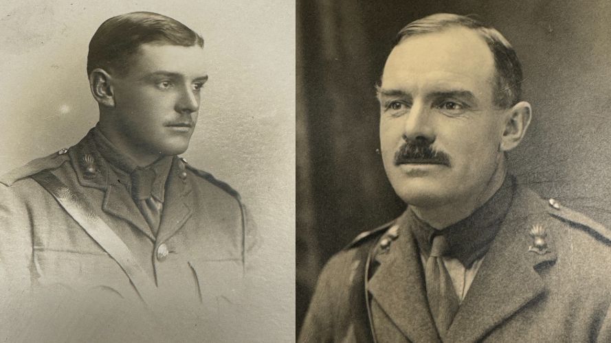 Two black & while pictures of Jack Parham in uniform, one younger and one older