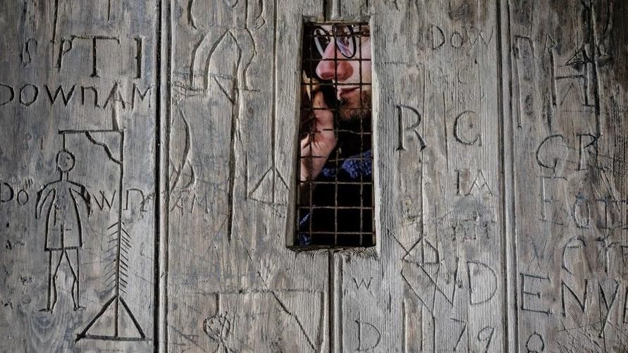 The graffiti found on a door at Dover Castle