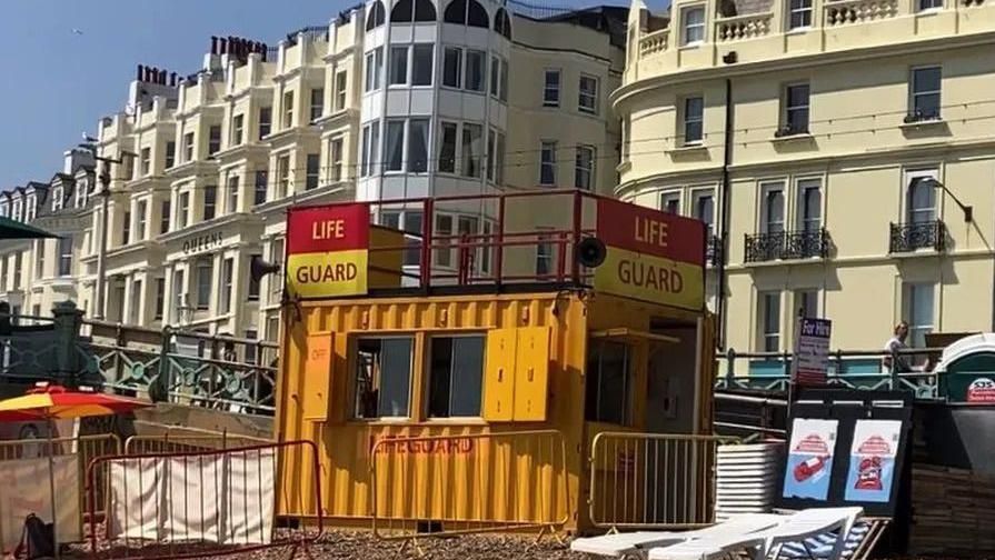 A lifeguard hut on Brighton beach