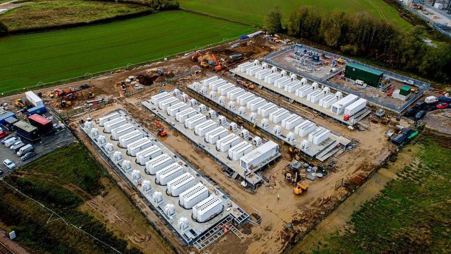 Aerial view of a battery energy storage system in Cottingham