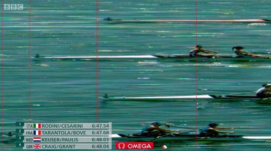 The four crews in the lightweight women's double sculls were separated by just half a second