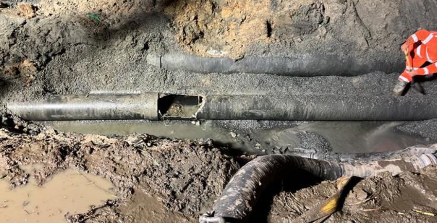Broken sewer pipe