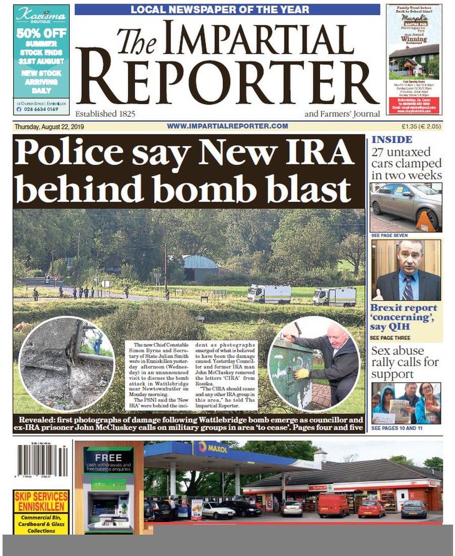 The front page of the Impartial Reporter