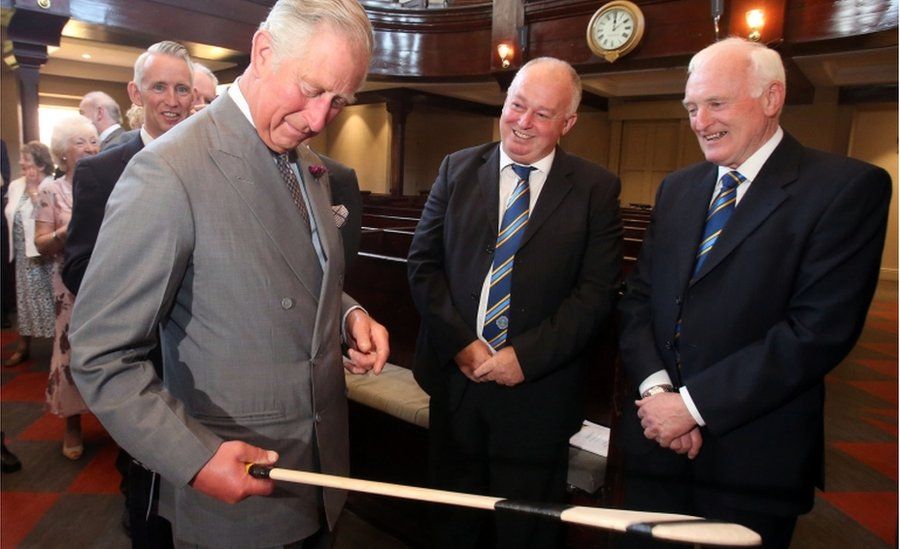 Prince Charles presented with a hurley
