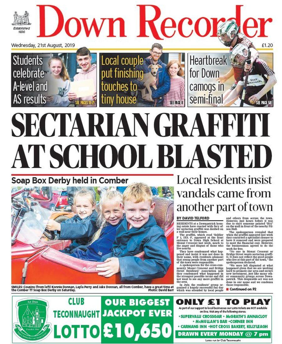 Front page of the Down Recorder