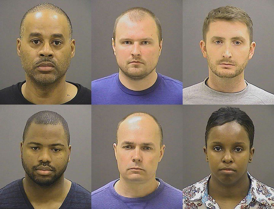 This Baltimore Police Department file photo taken on May 22, 2015 shows Baltimore, Maryland police officers,