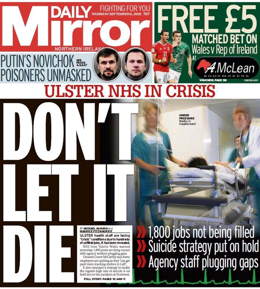 Daily Mirror front page 06/09/18