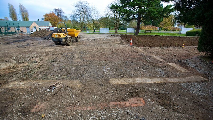 Footings of huts at Bletchley Park