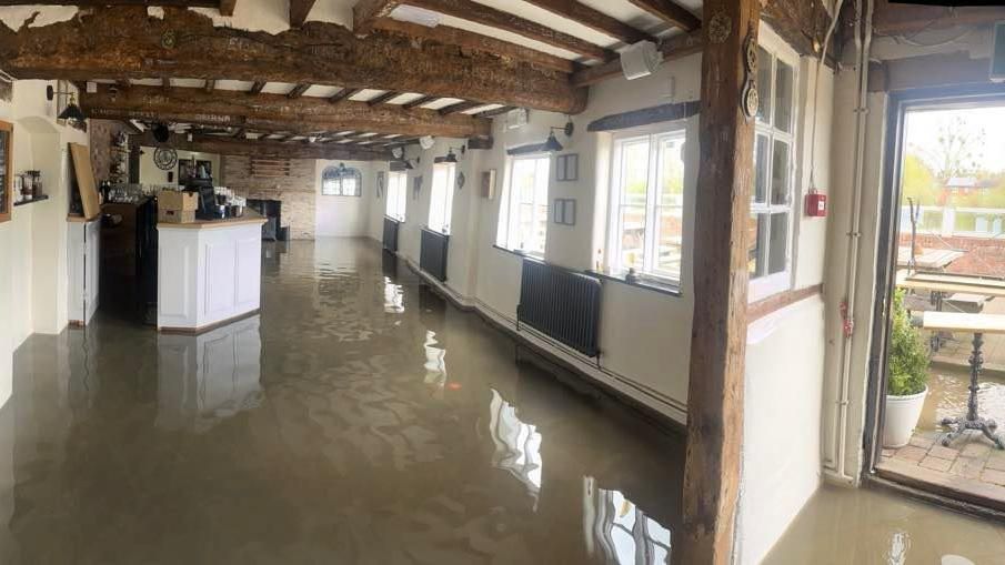 A flooded pub