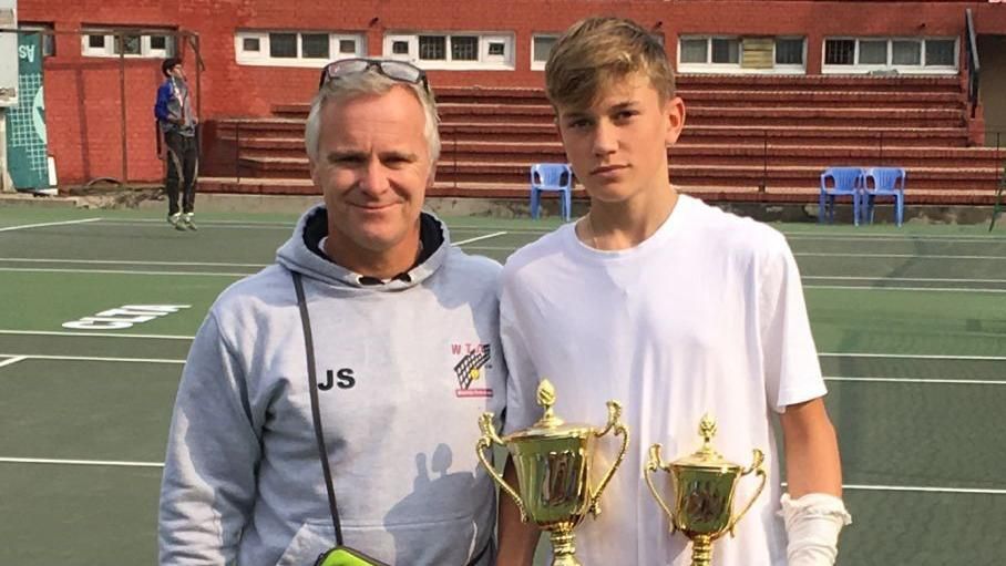 Jack Draper with his childhood coach Justin Sherring