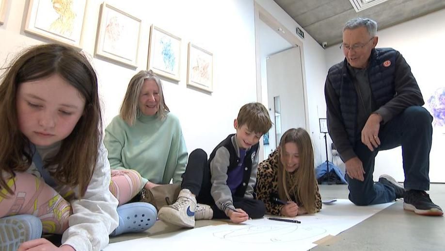Jeff at Hastings Contemporary with his grandchildren