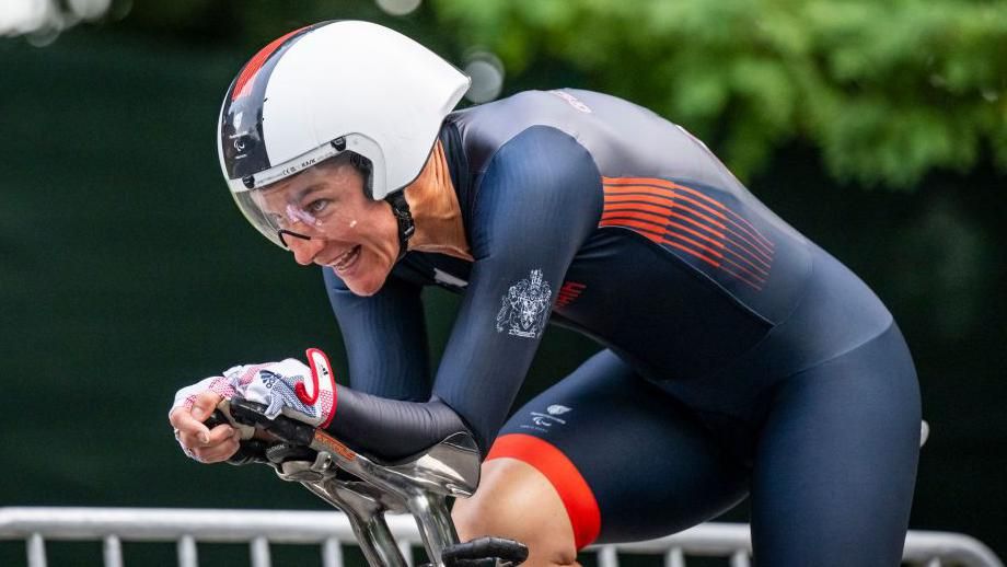 Sarah Storey on her way to one of her two golds