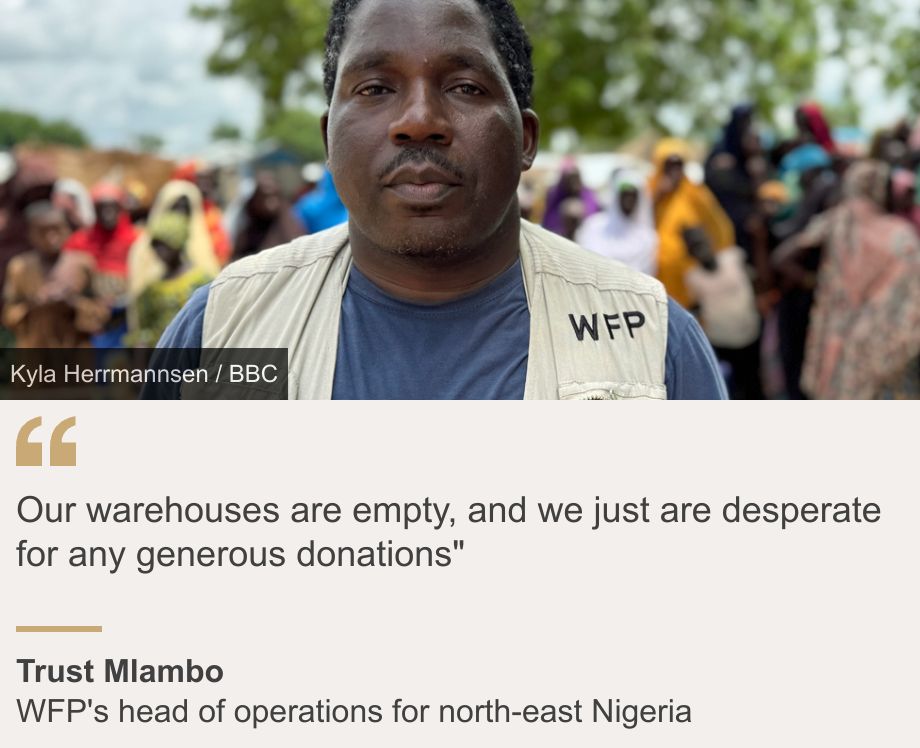 "Our warehouses are empty, and we just are desperate for any generous donations"", Source: Trust Mlambo, Source description: WFP's head of operations  for north-east Nigeria, Image: Trust Mlambo