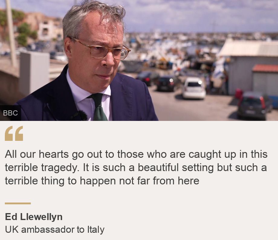"All our hearts go out to those who are caught up in this terrible tragedy. It is such a beautiful setting but such a terrible thing to happen not far from here", Source: Ed Llewellyn, Source description: UK ambassador to Italy, Image: Ed Llewellyn'