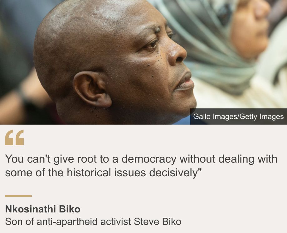 "You can't give root to a democracy without dealing with some of the historical issues decisively"", Source: Nkosinathi Biko, Source description: Son of anti-apartheid activist Steve Biko, Image: 