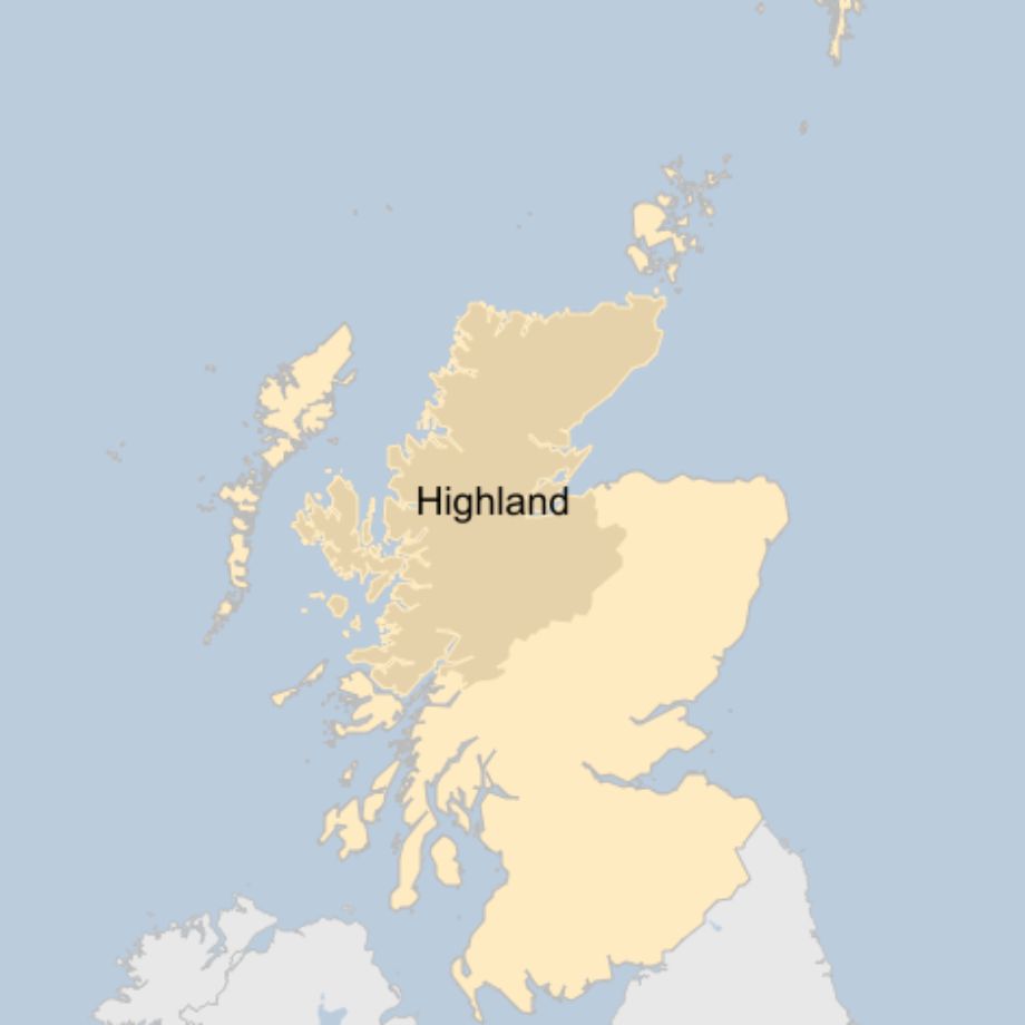 Map: A map showing Scotland and the Highland Council area.