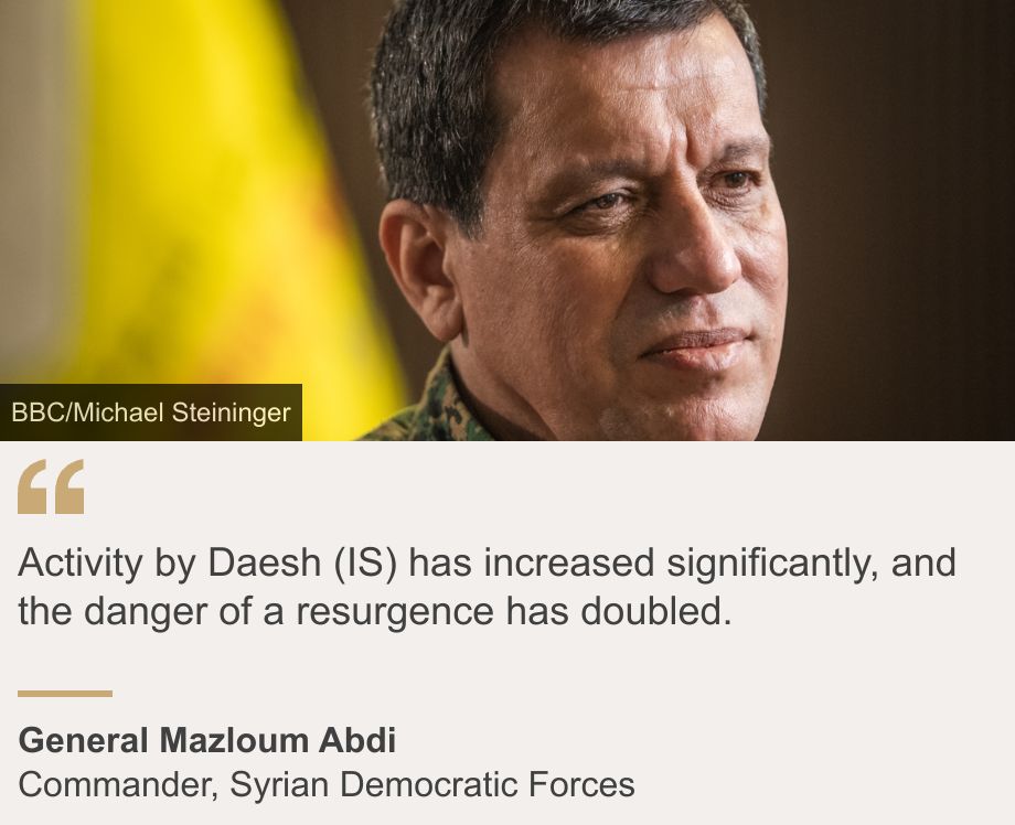 "Activity by Daesh (IS) has increased significantly, and the danger of a resurgence has doubled.", Source: General Mazloum Abdi, Source description: Commander, Syrian Democratic Forces, Image: 