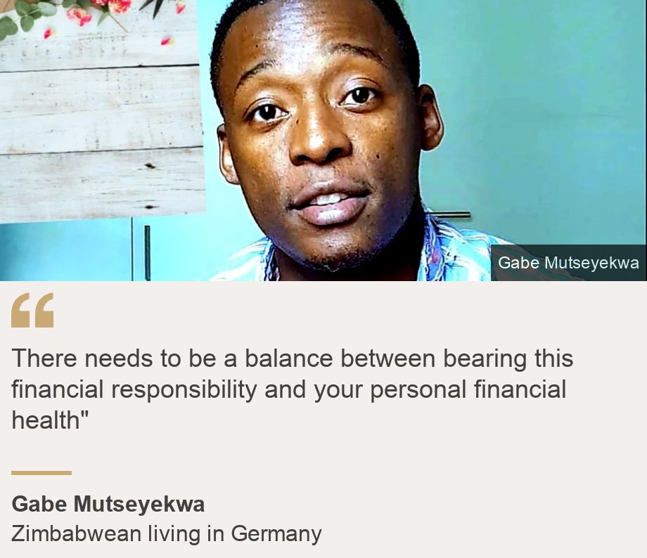 "There needs to be a balance between bearing this financial responsibility and your personal financial health"", Source: Gabe Mutseyekwa, Source description: Zimbabwean living in Germany, Image: Gabe Mutseyekwa