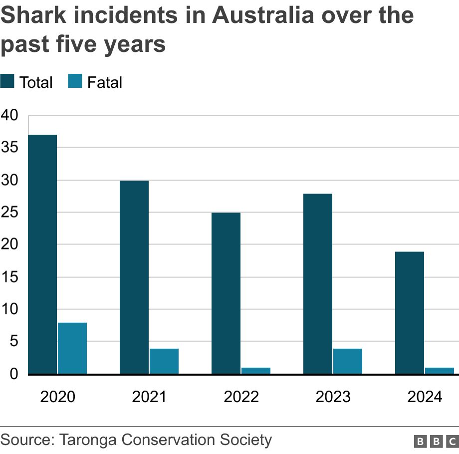 Shark incidents in Australia over the past five years. .  .