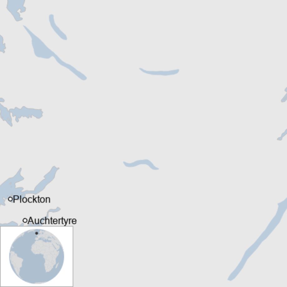 Map: Location of Auchtertyre relative to Plockton and Inverness