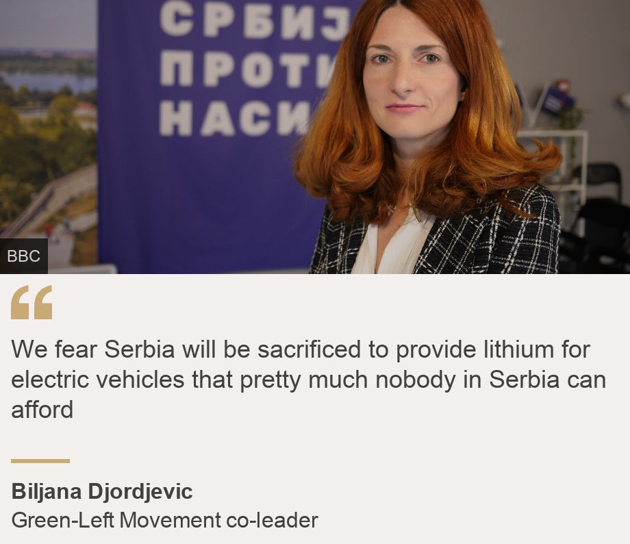 "We fear Serbia will be sacrificed to provide lithium for electric vehicles that pretty much nobody in Serbia can afford", Source: Biljana Djordjevic, Source description: Green-Left Movement co-leader, Image: Biljana Djordjevic