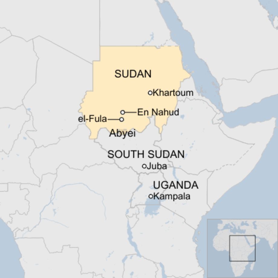 Map: Sudan, South Sudan and Uganda