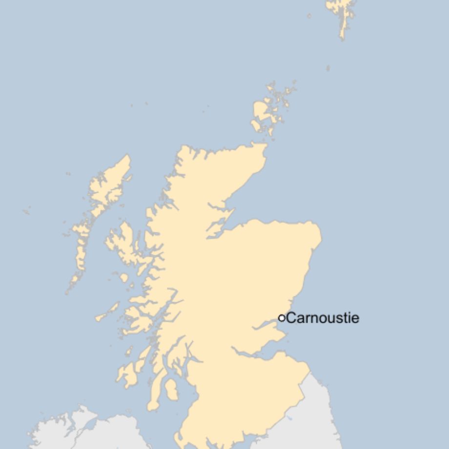 Map: A map of Scotland showing the location of Carnoustie.