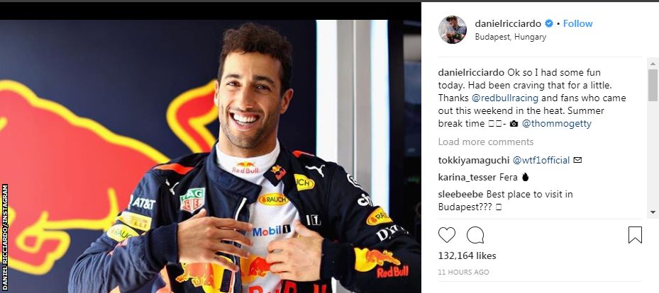 Daniel Ricciardo Instagram post