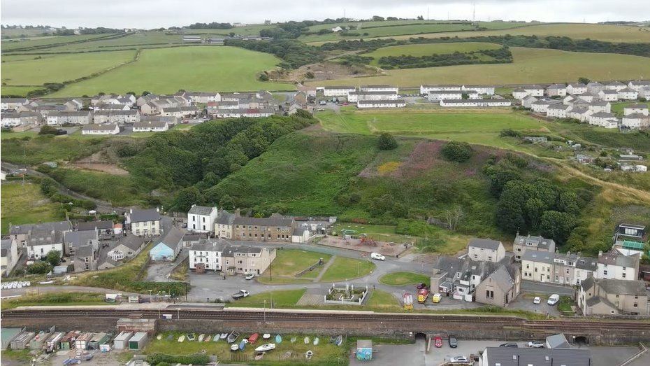 Drone shot of the landslip