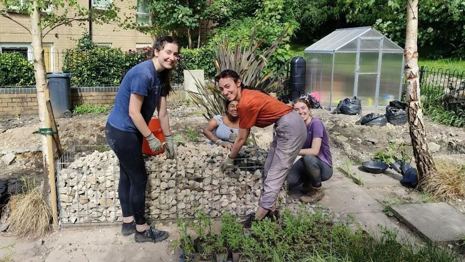 University of Sheffield volunteers help create a community garden