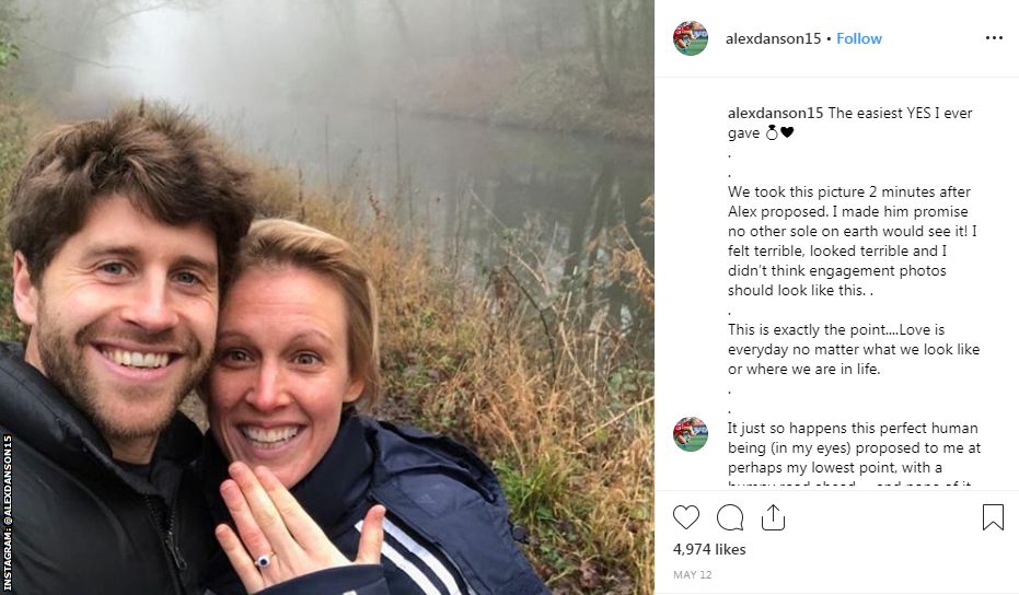 An Instagram post showing Danson with a ring