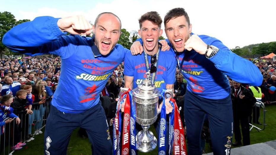 David Raven, Ryan Christie and Greg Tansey with the Scottish Cup
