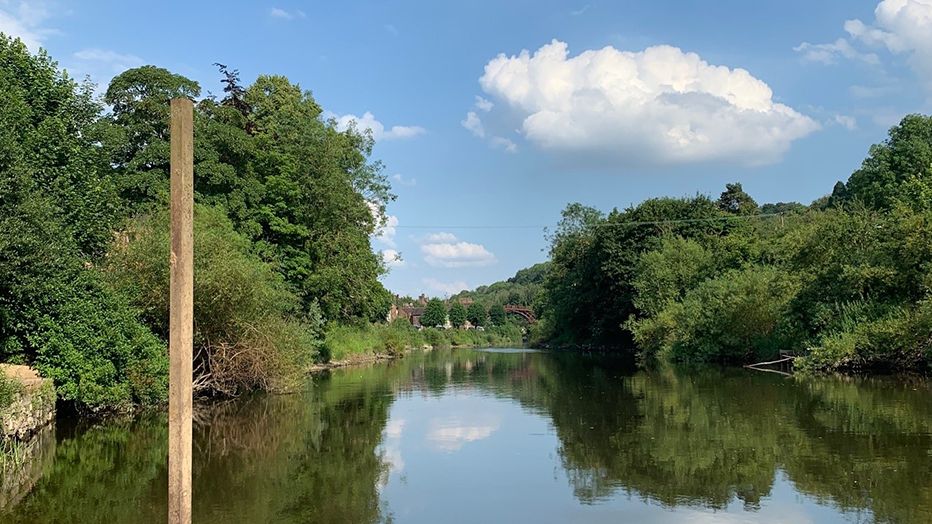 The River Severn outside Ironbridge, with the world-famous iron bridge in the background