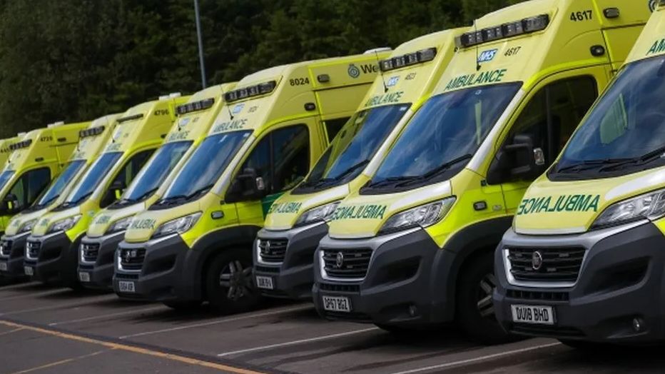 West Midlands Ambulance parked in a row