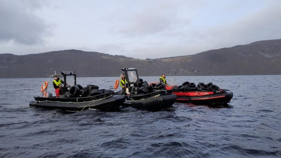 Dumped tyres on boats