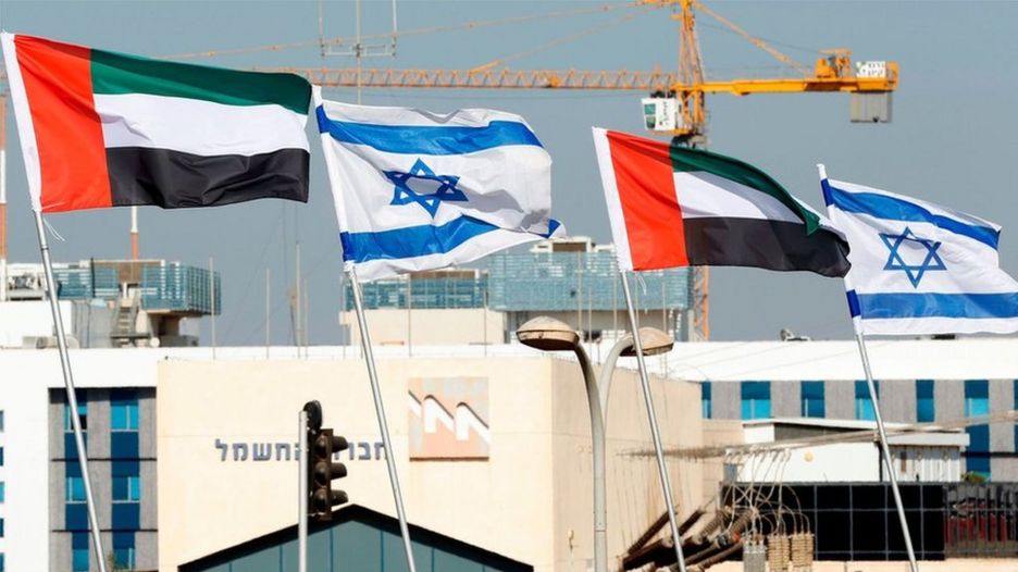 أعلام الإمارات العربية المتحدة ترفع إلى جانب الأعلام الإسرائيلية في مدينة نتانيا