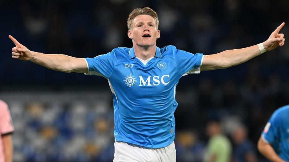 Scott McTominay celebrates scoring for Napoli