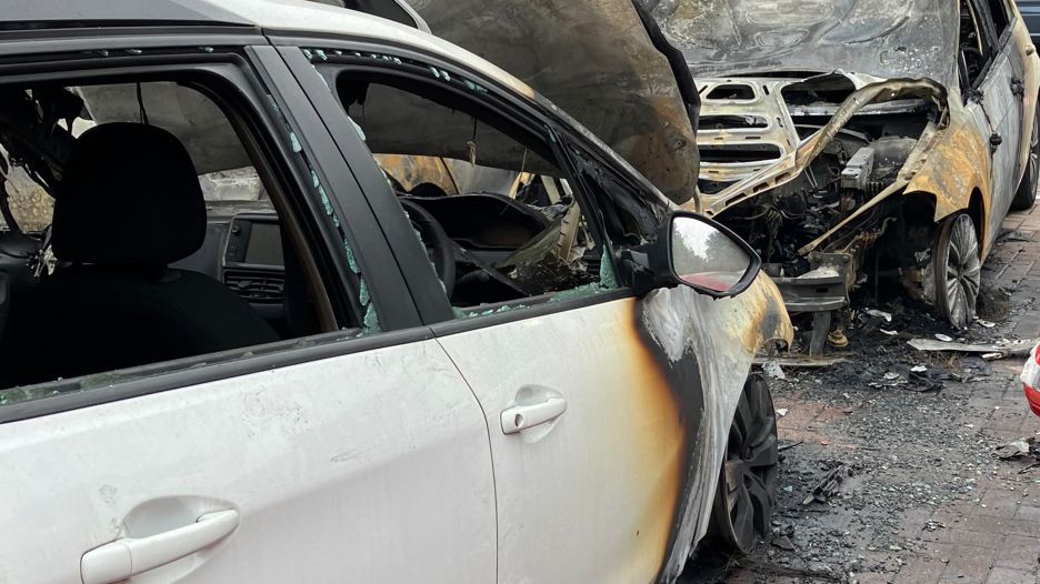 Cars damaged outside health club at Holywood Exchange