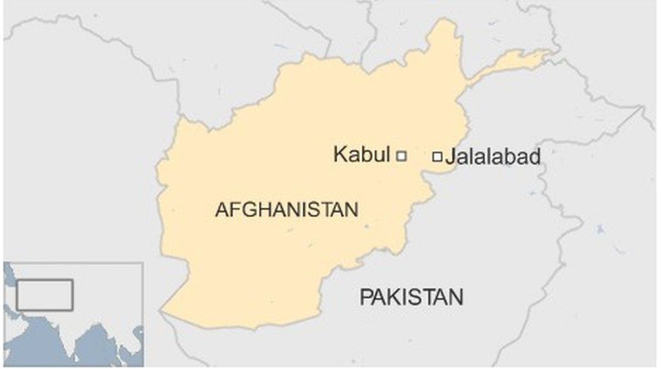 Map of Afghanistan showing Kabul and Jalalabad - October 2015