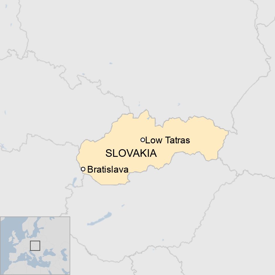 Map of Slovakia showing Low Tatras