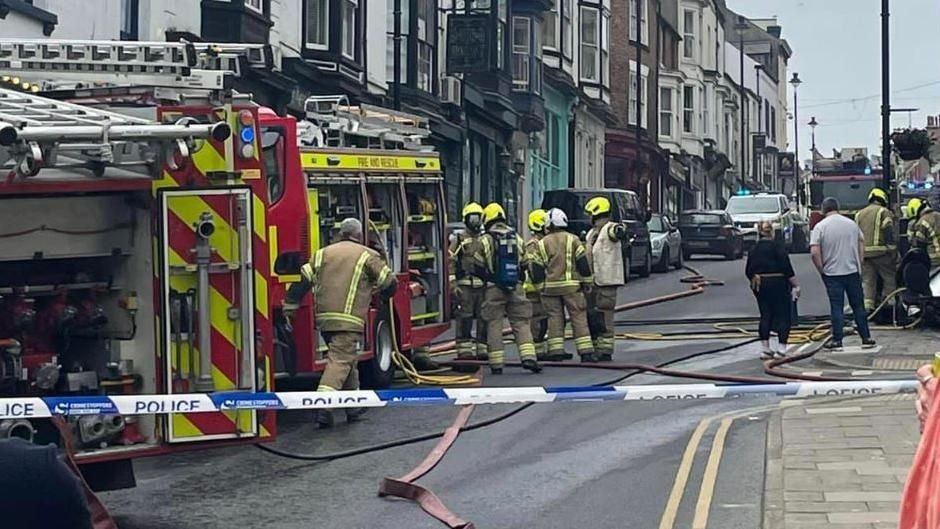 Firefighters tackling fish and chip shop fire